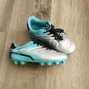 DSG Kids Soccer Cleats - Silver and Teal